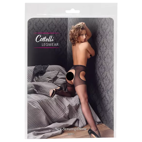 Cottelli - Seksualne čarape - crne - L/XL