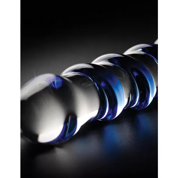 Icicles No. 5 - stakleni dildo spiralni oblik - prozirno/plavo