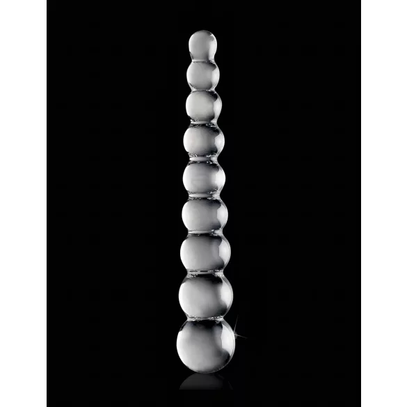 Icicles No. 2 - stakleni dildo s kuglicama - prozirni