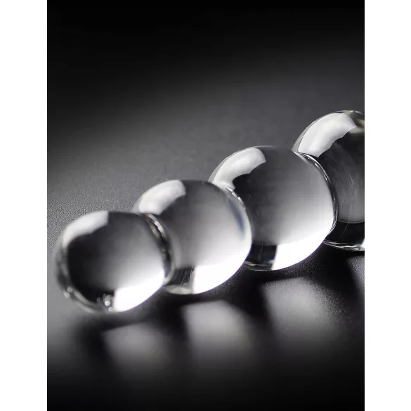 Icicles No. 2 - stakleni dildo s kuglicama - prozirni