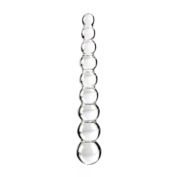 Icicles No. 2 - stakleni dildo s kuglicama - prozirni