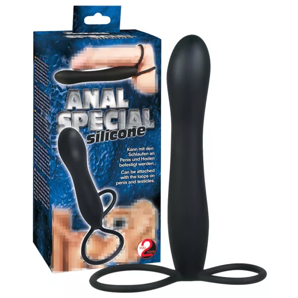 You2Toys - Analni dildo i prsten za penis - crna