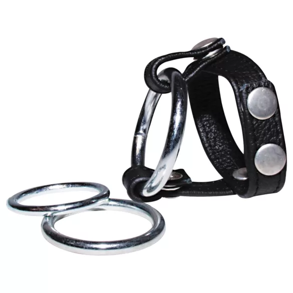 Bad Kitty - kožni prsten za testise i penis - crna