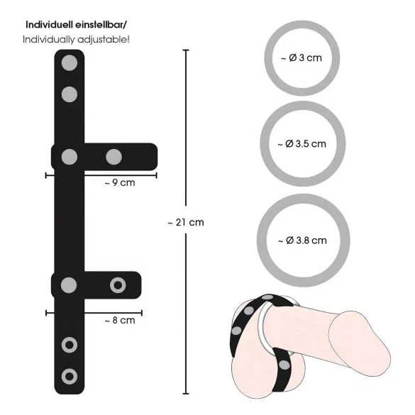 Bad Kitty - kožni prsten za testise i penis - crna