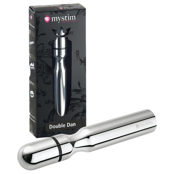 mystim - elektro dildo s dvostrukim završetkom - metal
