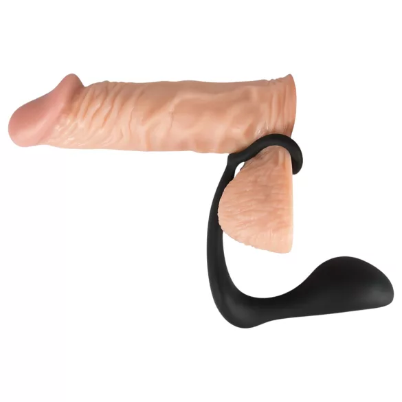 Black Velvets - analni čep s penis prstenom - crni