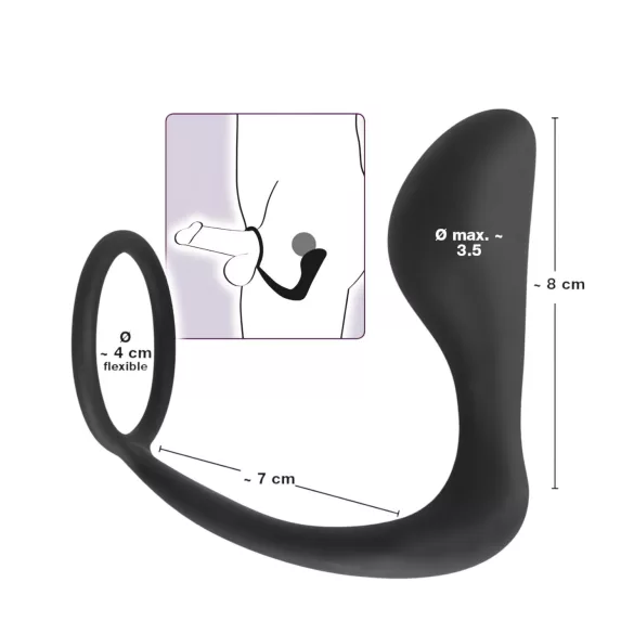 Black Velvets - analni čep s penis prstenom - crni