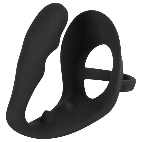 Black Velvets - analni dildo + prsten za penis i testise (crni)