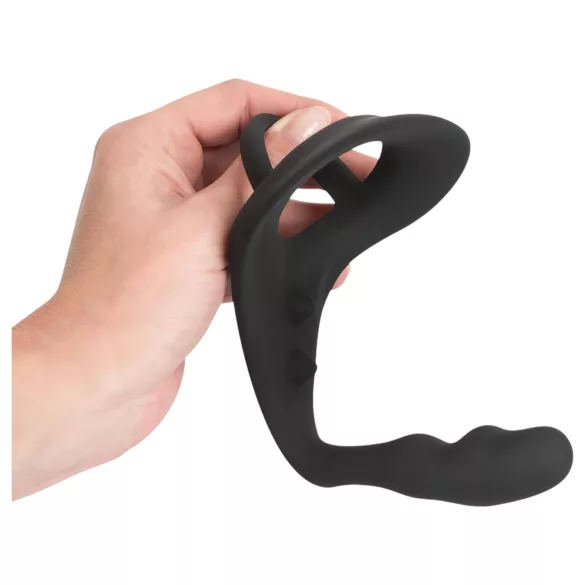 Black Velvets - analni dildo + prsten za penis i testise (crni)