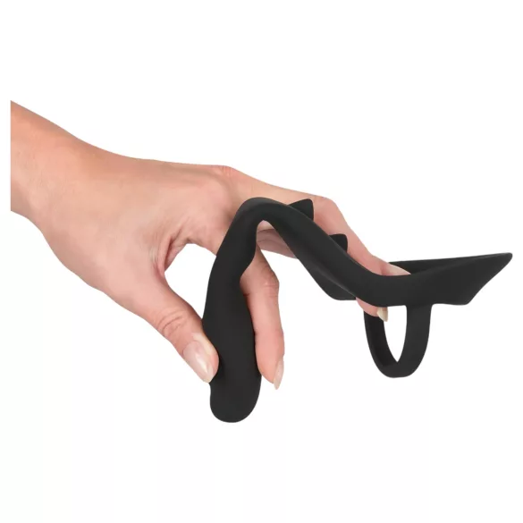 Black Velvets - analni dildo + prsten za penis i testise (crni)