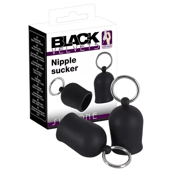 Black Velvets - sisaljka za bradavice s metalnim prstenom (crna)