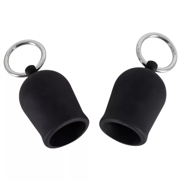 Black Velvets - sisaljka za bradavice s metalnim prstenom (crna)
