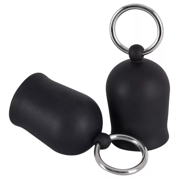Black Velvets - sisaljka za bradavice s metalnim prstenom (crna)