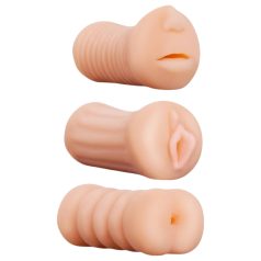   XXX To GO Juicy - set masturbatora 3 u 1 - vagina, usta, anus - TPE