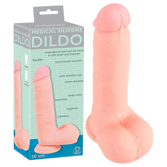 Medical - ravni medicinski silikonski dildo (20cm) - prirodna boja