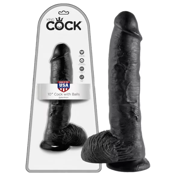 King Cock - Dildo s testisima - 25 cm - crni