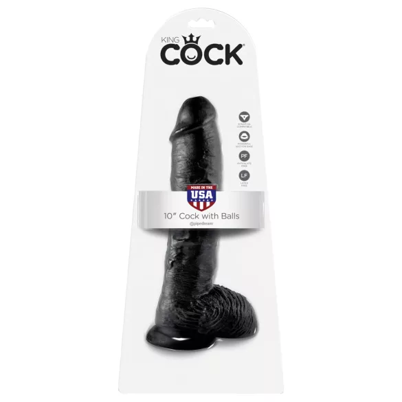 King Cock - Dildo s testisima - 25 cm - crni