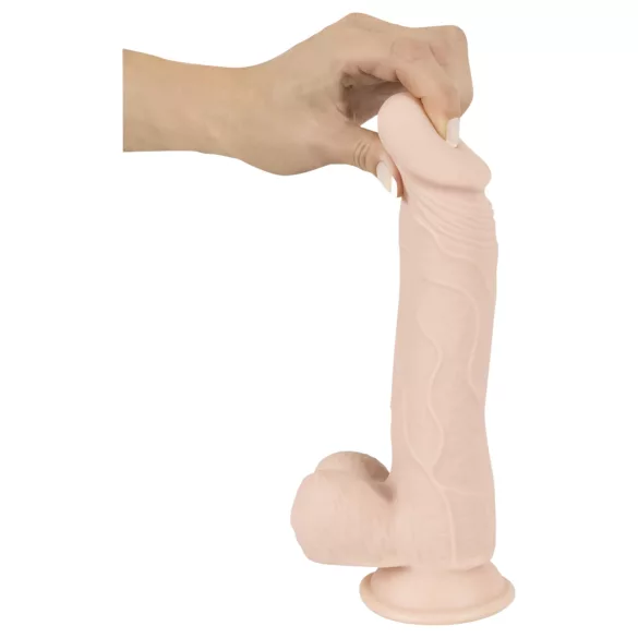 Nature Skin - realistični dildo s vakuum postoljem - prirodni - srednji