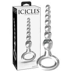 Icicles No. 67 - stakleni dildo s kuglicama - prozirni