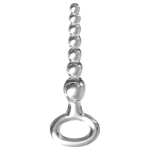Icicles No. 67 - stakleni dildo s kuglicama - prozirni