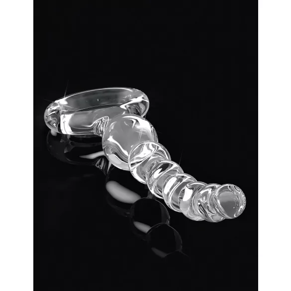 Icicles No. 67 - stakleni dildo s kuglicama - prozirni