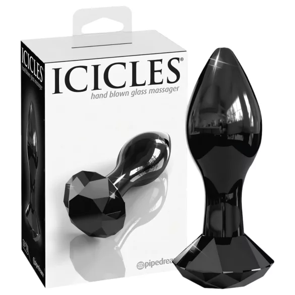 Icicles No. 78 - analni čep od stakla - stožasti - crni