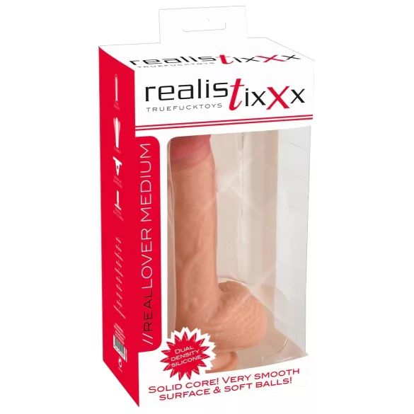 realistixxx - realistični dildo s vakuumskom čašicom (22 cm, prirodna boja)