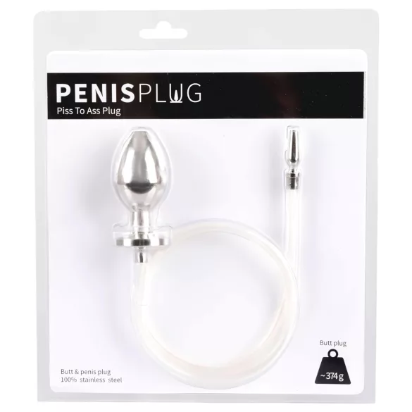 Piss to Ass Plug - šuplji analni čep s dilatatorom za mokraćnu cijev