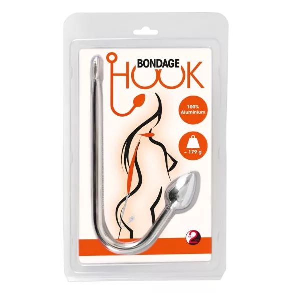 You2Toys - analni čep s kukom od aluminija 179g - srebrna