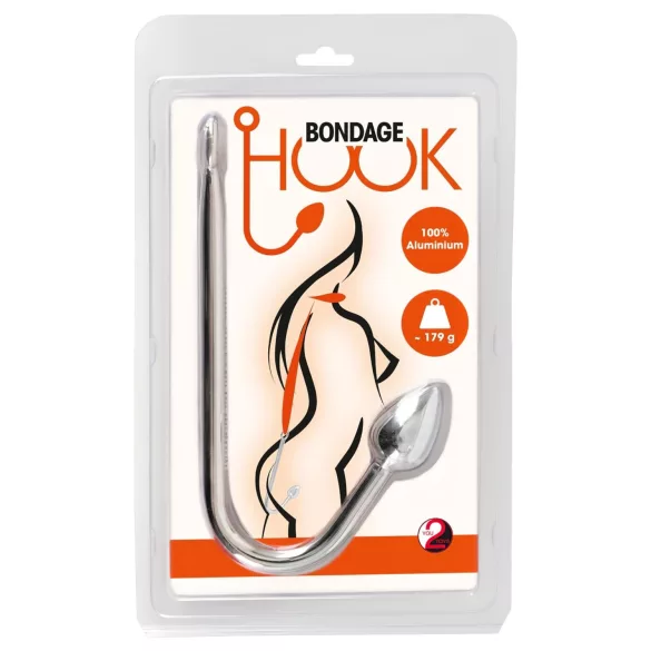 You2Toys - analni čep s kukom od aluminija 179g - srebrna