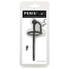   Penisplug - dilatator za penis sa prstenom za glavić - silikon - 0,6 mm - crni