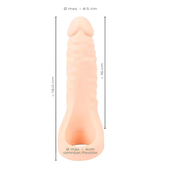 Realistixxx Double F - realistični dildo s penis prstenom - natur