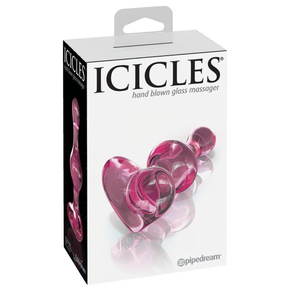 Icicles No. 75 - analni čep sa srcem - staklo - roza