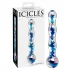 Icicles No. 08 - stakleni dildо s valovitim dizajnom, dvostrani - prozirno-plavi