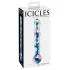 Icicles No. 08 - stakleni dildо s valovitim dizajnom, dvostrani - prozirno-plavi