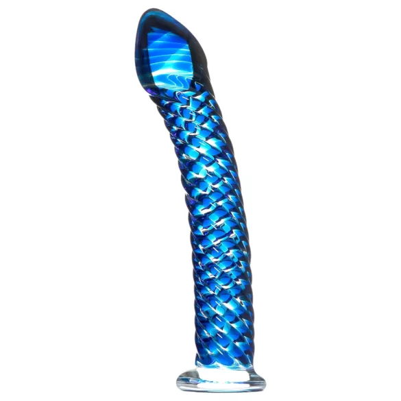Icicles No. 29 - stakleni dildo za penis - spiralni oblik - plava