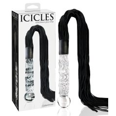   Icicles No. 38 - kožni bič i stakleni dildo - prozirno-crni