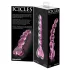 Icicles No. 43 - stakleni dildo s perlama i srcima - ružičasta