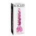Icicles No. 43 - stakleni dildo s perlama i srcima - ružičasta