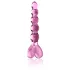 Icicles No. 43 - stakleni dildo s perlama i srcima - ružičasta