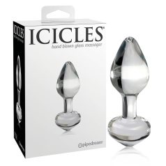 Icicles No. 44 - stakleni analni čep s konusom - prozirni