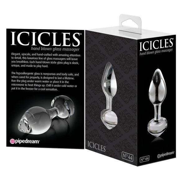Icicles No. 44 - stakleni analni čep s konusom - prozirni