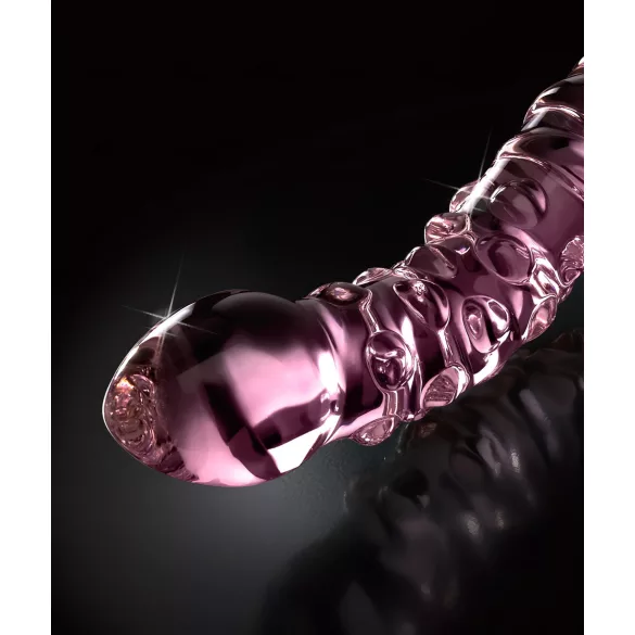 Icicles No. 55 - stakleni dildo za G točku s dva kraja - roza