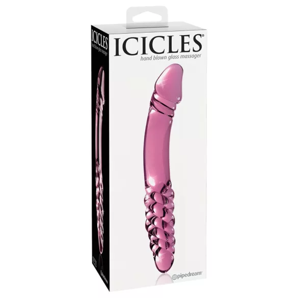 Icicles No. 57 - dvostrani dildo s penisom - staklo - roza