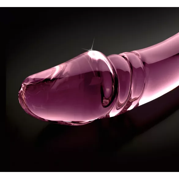 Icicles No. 57 - dvostrani dildo s penisom - staklo - roza