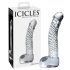 Icicles No. 61 - stakleni dildo s testisima i penisom - prozirni