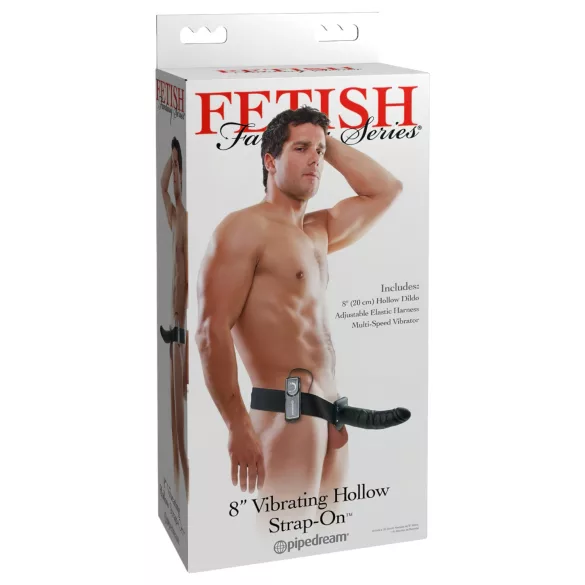 Pipedream Fetish Strap-On 8 - pričvrstivi, šuplji vibrator (crni)