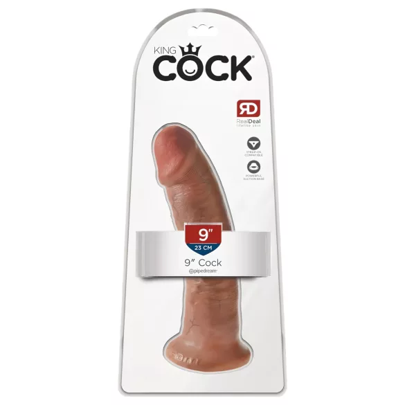 King Cock - realistični dildo s vakuum postoljem - 23cm - tamna boja