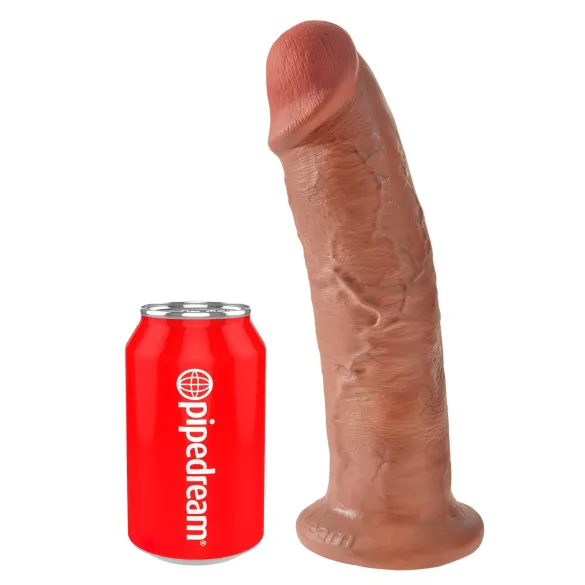 King Cock 10 - veliki dildo s jakom vakuumskom čašicom (25 cm) - tamna prirodna boja