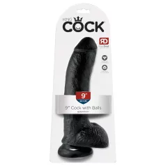   King Cock 9 - dildo s testisima s jakom vakuumskom podlogom 23cm - crni